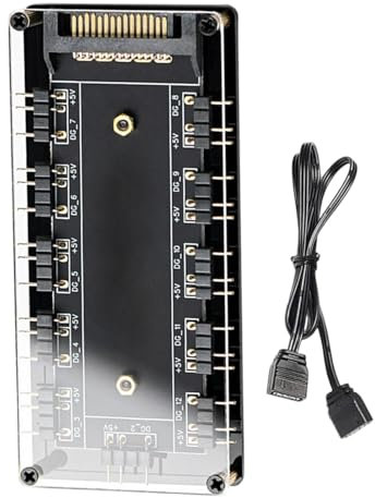 Generic Computer Case Fan Hub, Game Computer Fan Controller, Multis-Fan Argb Controller, Light Strip Controller For Pc Builds, Game Chassis Fan Hub, 10-In-1 Hub For Argb Pc Case