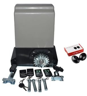 EDEDE Motor Puerta Corredera, Operador de Motor de Apertura de Puerta corredera automática eléctrica de 230 V, 800 kg/1200 kg (Sensor de luz de Teclado Opcional)(Kit 3)