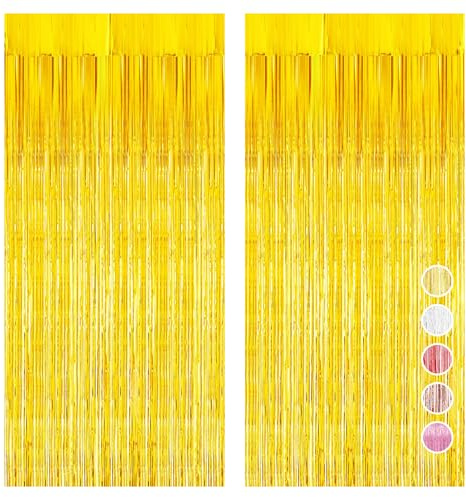 RELONGGI Lametta Vorhang Gold (2 Stück, 1x2m) - Glitzer Vorhang für Geburtstag, Hochzeit, Partydekoration - Tinsel Vorhang Hintergrund