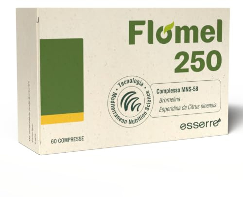 Esserre Flomel 250 | Integratore Alimentare con Bromelina da Ananas | Drenante per Gambe Pesanti e Circolazione | Senza Glutine Senza Lattosio | 60 Compresse