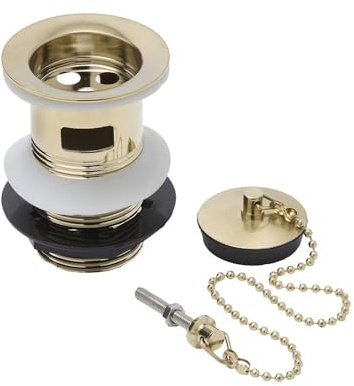 Milano Basin Waste with Plug and Ball Chain - Brushed Brass