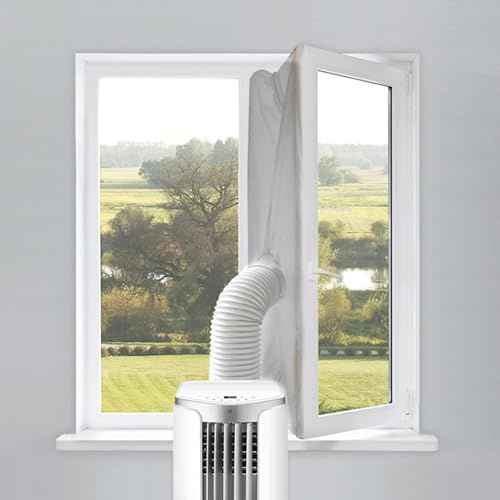 YCBTREE Air Conditioner Window Seal, Portable Universal Window Kit for Mobile Air Conditioner Unit and Tumble Dryer Waterproof UV Protected 3M/4M Air Exchange Guards With Zip and Hook Tape (3M)