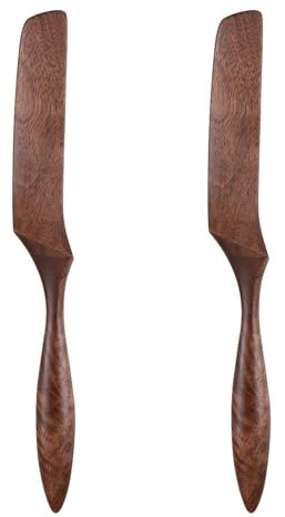 UPTALY 2 pcs Black Walnut Wood Butter Knives (7.9'' / 20 cm), Natural Wood Color, Minimalist Style, Wooden Jam Scrapers Set, Cheese Dressing Spreader, Cream Spatula, for Kitchen Restaurant Baking