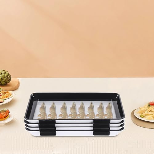 FROPIJ 4er Set Vakuumversiegelung Frischhaltetablett, Lebensmittelkonservierung Tablett, Konservierung Tablett Stapelbox Aufschnittboxen Wurstbox Wurstdose für Kühlschrank (30 x 22.5cm)