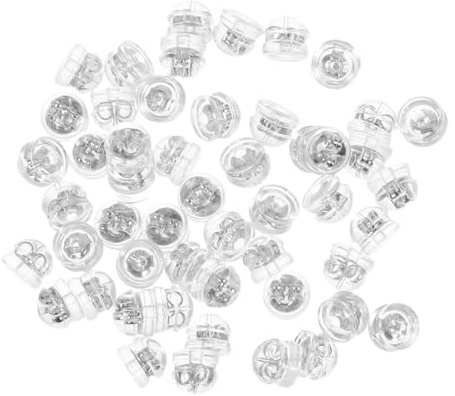 VILLFUL 50 Piezas Earring Backs Silicona Presión Reducida Reemplazo Seguro Para Pendientes Aros Plata Elegante
