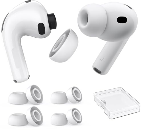AhaStyle Ohrstöpsel für AirPods Pro 3 (2025) mit Geräuschreduzierungsloch | Passt den Ladekoffer, 4 Paar Silikon Ohrstöpsel Ersatzaufsätze für AirPods Pro 3. Generation, mit Tragbarer Aufbewahrungsbox