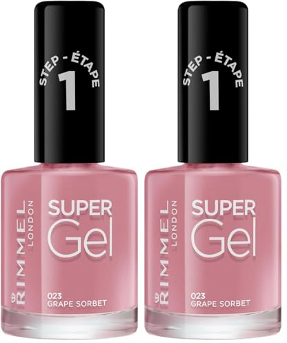 Rimmel London Super Gel Nail Polish, 23 Grape Sorbet, 12 ml (Pack of 2)