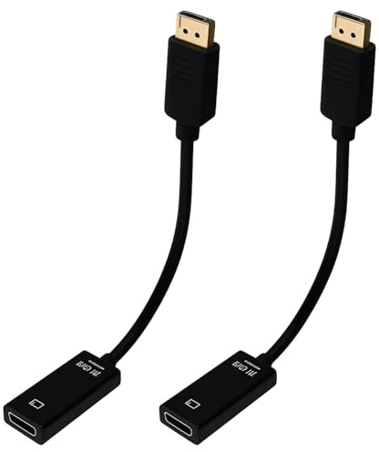 Tuwonwa 2PCS DisplayPort to HDMI Adapter 4K, Mini DP Male to HDMI Female Converter, Gold-Plated Connectors, Ethernet Support, for TV Stick, PC, Projector, Monitor, and HDTV Connection