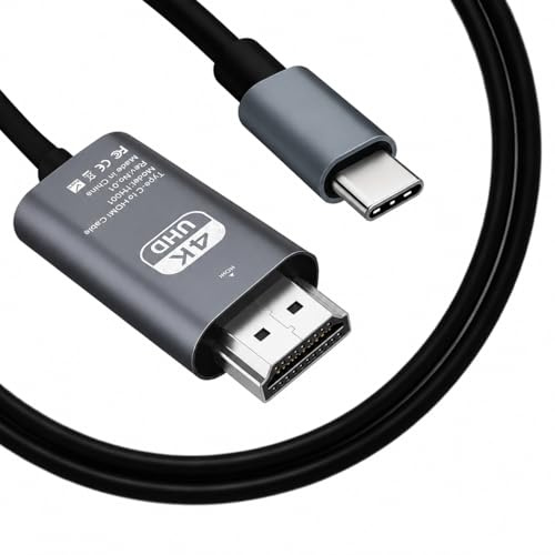 JiangZShangM 4K Câble USB C vers HDMI 2m, USB C Hdmi Cable 4k Compatible DisplayPort Alt Mode, Câble USB Type C vers HDMI pour Écran Externe, Câble USBC pour Bureau, Films et Jeux
