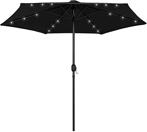 INLIFE Parasol de Jardin avec lumières LED et mât en Aluminium noir-47358