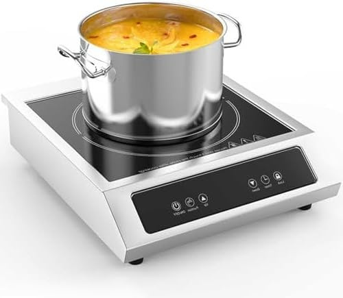 Induction Cooktop 3500W Portable Electric Hob, Professional Ceramic Stainless Steel Hot Plate with 9 Power Levels, Slide & Touch Control, Safety Lock