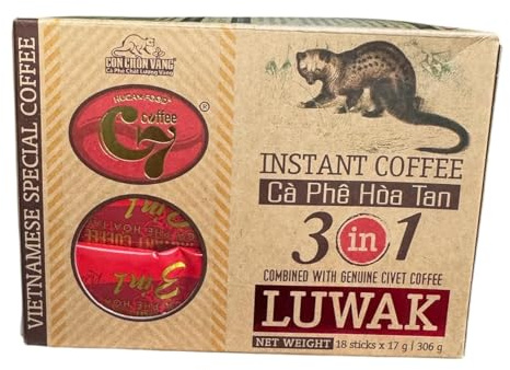 Vietnamese Special Instant Coffee 3 In 1 Luwak Civet Coffee Wesel Cafe Hoa Tan 18 Packets x 17g 306 Grams
