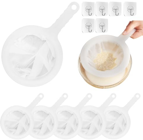 Yooyan Juego de 6 coladores finos de nailon ultrafino con asa, malla 80/100/120/200/300/400 para zumo, leche, leche de soja, vino, café