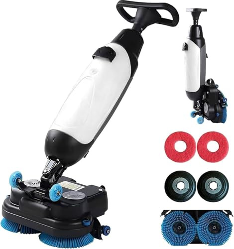 ToayNia Walk-Behind Commercial Floor Scrubber Buffer Polisher Machine,Dual Brush,43 cm Cleaning Width, Electric Floor Scrubber,for Wood Flooring, Ceramic, Terrazzo, PVC Flooring, Marble White