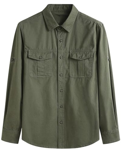 RUMAOZIA Camicia tattica da uomo per attività all'aria aperta, ad asciugatura rapida, funzionale, maglietta da lavoro, safari, overshirt Button Down Cargo, camicia da lavoro, leggera, traspirante, a