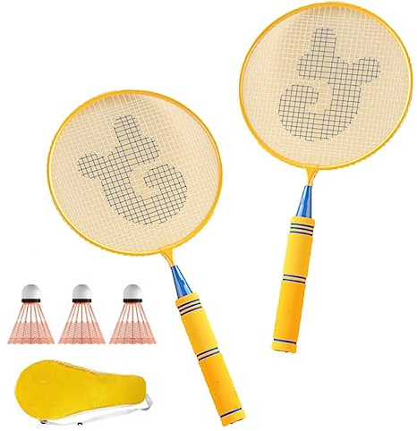 RASTKY Set di Racchette da Badminton per Bambini, Processo di Verniciatura Brillante Racchetta da Badminton Leggera per Bambini, Superficie Allargata per Giocare Facilmente, Adatta per Dai 5 Ai 12