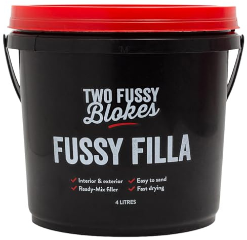 Two Fussy Blokes Interior & Exterior Fussy Filla Ready Mixed Filler – 200ml, 500ml, 1L & 4L – Fast Drying, Easy Sanding, No Shrink, Multi Surface Wood Plaster Brick Repair Compound (4lt)