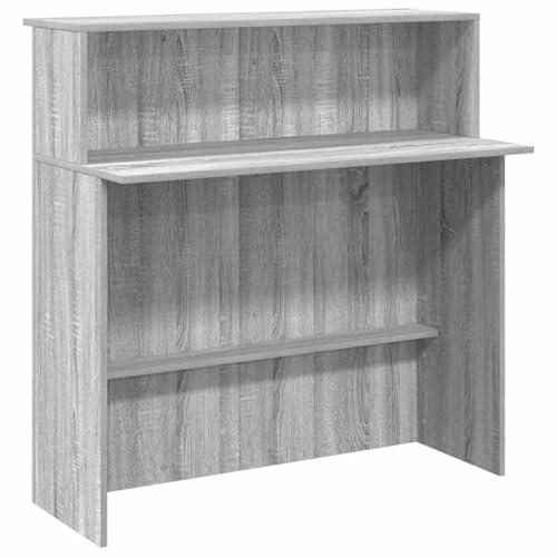 Mhdvray Bancone per ricevimento, grigio sonoma, 100 x 50 x 103,5 cm, in legno, robusto bancone con mensola per ufficio, studio, salone e hall d'hotel, versatile bancone