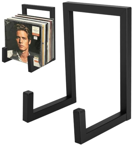 Hierro Soporte Vinilos, Vinyl Holder en U, Negro