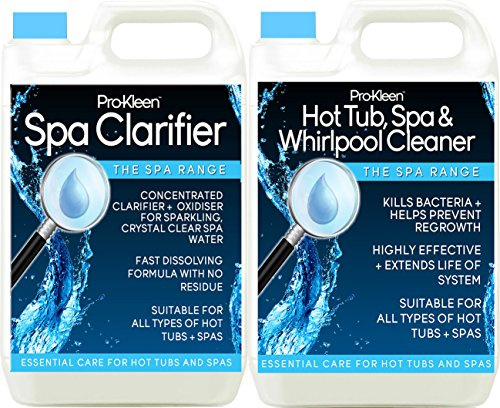 Pro-Kleen 5 litres Spa Clarifier & 5 litres Whirlpool Hot Tub Spa Cleaner - Chemical, Achieve Brilliant, Sparkling Water - Improves Filter Performance & Efficiency