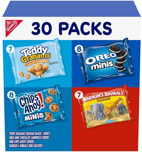Nabisco Team Favorites Variety Pack, Oreo Mini, Chips Ahoy! Mini, Teddy Grahams Honey & Barnum'S Animal Crackers, 30 Snack Packs