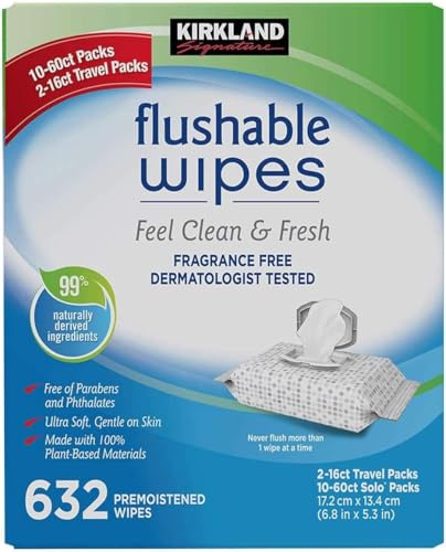 Kirkland Signature Moist Flushable Wipes, 600 Wipes - Best Price