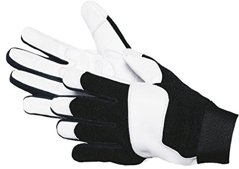 Jah Ziegen‑Nappaleder‑Montagehandschuh (schwarz, Spandex‑Rücken) – Klettverschluss & Innenhandverstärkung – für Montage, Werkstatt & Transport