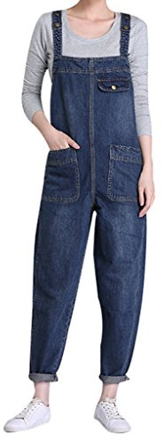 Yasong Women Loose Fit Denim Dungarees Overalls Jumpsuit Playsuit Jeans Trousers