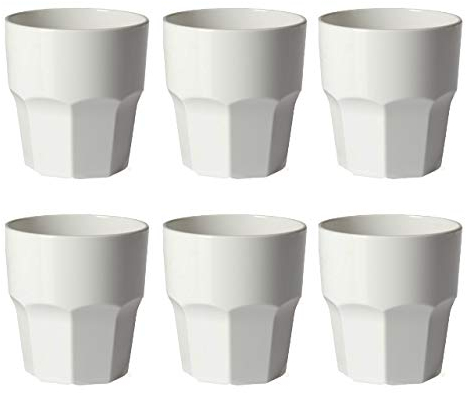 OMADA Design Set 6 Bicchieri Acqua da 30 cl, Impilabili, in Plastica per uso Esterno, Lavabili in Lavastoviglie, Made in Italy, Linea Unglassy, Bianco