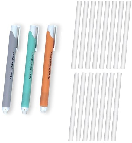 Jovely Mechanical Pocket Eraser Pen, Retractable Eraser, 15 Refills