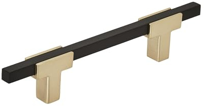 Amerock | Cabinet Pull | Brushed Gold/Matte Black | 3-3/4 inch (96 mm) Center to Center | Urbanite | 1 Pack | Drawer Pull | Drawer Handle | Cabinet Hardware