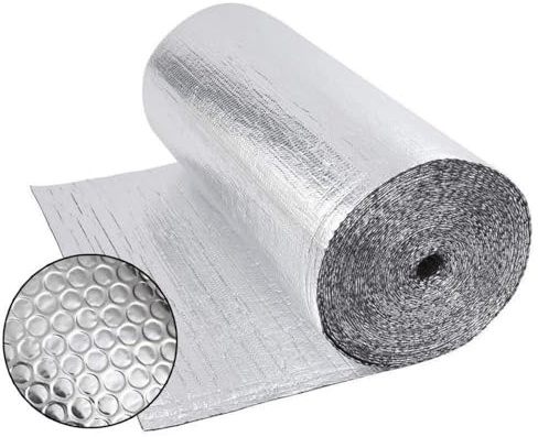 Dripex Isolierfolie Dämmfolie 1.0x45m, Doppelte Alu-Luftpolsterfolie 3-4mm, Heizkörper Reflexionsfolie für Dächer Fenster Rohre Böden (45㎡)