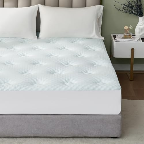 Hansleep Memory Foam Mattress Pad Topper King, King Size Mattress Topper Viscose Derived from Bamboo, King Foam Bed Mattress Pad Cover for Back Pain Relief, 78 x 80, White