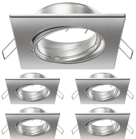 ledscom.de 5 cadres d'encastrement au plafond RIR, angulaires, pivotants, inox mat