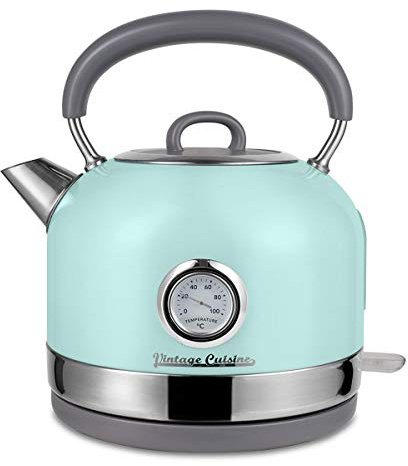 Retro Electric Kettle with Temperature Gauge by Vintage Cuisine (Mint)