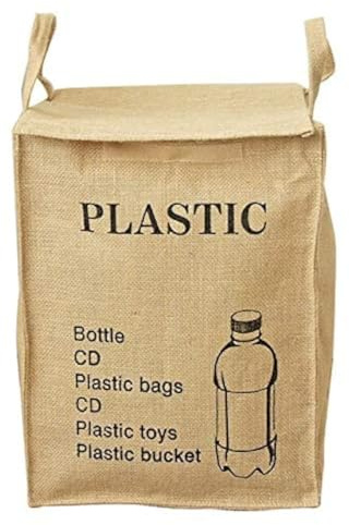 Bolsa de reciclaje de tejido de yute, para el hogar, la cocina, la oficina, estilo natural, reciclaje, cubos de clasificación de basura, cestas organizadoras, contenedores de reciclaje