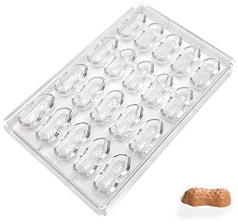 Martellato MA1036 Arachide Peanut Fruttissimi Clear Polycarbonate Candy Mold Chocolate Praline Mould with 20 Cavities, Each 50mm x 23mm x 15.5mm High