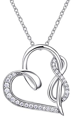 AM ANNIS MUNN Damen Schmuck 925 Sterling Silber Infinity Kette Herz Halskette für Damen Schmuck mit 5A Zirkonia Geschenke für Damen Freundin