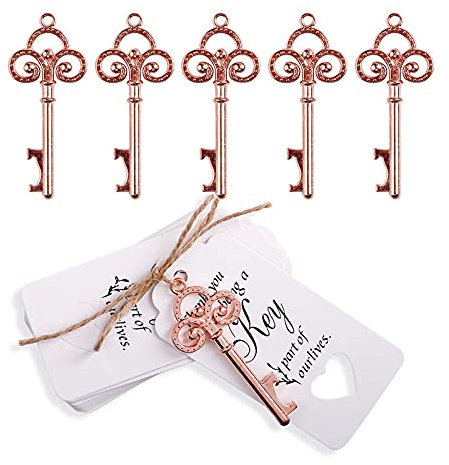 Egurs Juego de 20 llaves abrebotellas, diseño retro, color oro rosa