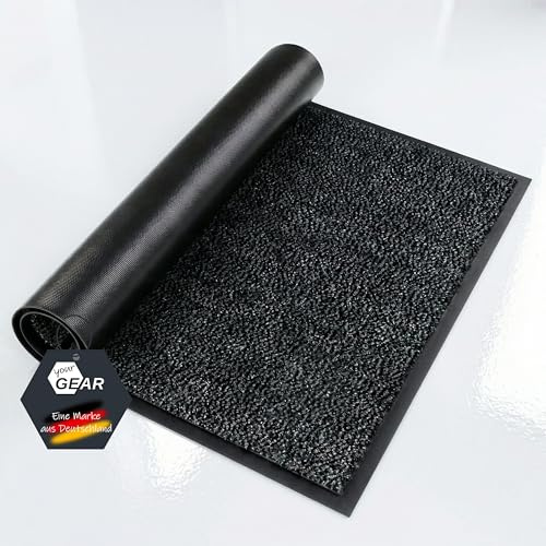 your GEAR Schmutzfangmatte Grau 150 x 90 cm – rutschfeste Fußmatte waschbar – Sauberlaufmatte für Innen & Außen – Robuster Fußabtreter mit Gummirand – Flach & Saugstark