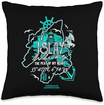 Spassprediger's Iconic Whisky Merch Design Islay Peat of My Heart Quote Whisky Throw Pillow, 16x16, Multicolor
