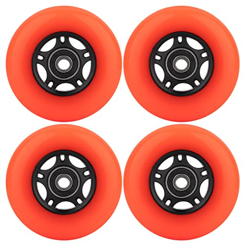 WHEELCOME Inline Skate Wheels with Bearings ABEC-9 and Floating Spacers for Blades Roller Hockey Skates, 85A Indoor & Outdoor, 64mm/70mm/72mm/76mm/80mm Dia, 4-Pack (Orange, 80mm)