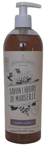 Savon de Marseille liquide jasmin violette, savonnerie Le Sérail 750 ml à base d'huile d'olive