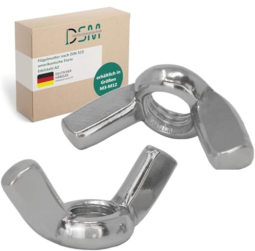 DSM – Flügelmutter M8 – Edelstahl A2 – ähnl. DIN 315 – 100 Stück | Amerikanische Form [TrueSpec Präzision] rostfrei – Wing Nut, Schmetterlingsmutter für Maschinen- und Anlagenbau, Möbelbau uvm