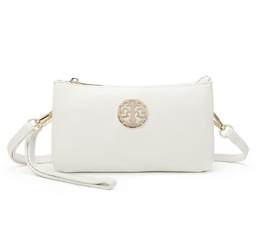She & Bags Women Golden Badge Detail Multi Function Doubel Compartments Small Wristlet Purse Clutch Crossbody Messenger Handbag | Badge Detail
