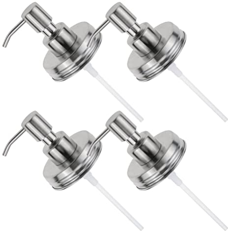 Cabilock 4pcs Soap Pump Lid for Jars Easy Install Lotion Dispenser Versatile Pump for Soap Shampoo and More Practical Bathroom Kitchen