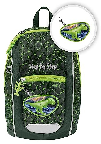 Step by Step Rucksack-Set KIGA MINI „Dino Nilo“, grün, ergonomischer Rucksack mit höhenverstellbaren Brustgurt für die Kleinsten, für Kindergarten, Kinderkrippe & Kita, ab 12 M+, Kleinkinder, 6l