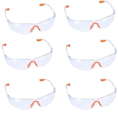 NUDFSY 6 PCS Safety Goggles Eyewear Safety Specs Clear Eye Protection Glasses Protective Safety Glasses for Work Personal Protective Equipment Security Glasses Anti Dust/Scratch/Mist/Wind