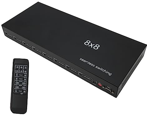 8x8 HDMI-Matrix-Switch, Nahtlose Umschaltung, 8-in-8-Out-Video-Switcher und Splitter Bis zu 1080p, 3D (EU-Stecker)