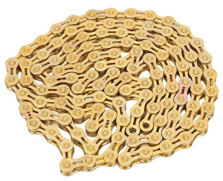 Ejoyous Fahrradkette 9-Fach, Gold, 116 Glieder, für Rennrad und Mountain Bike, Nabenschaltung